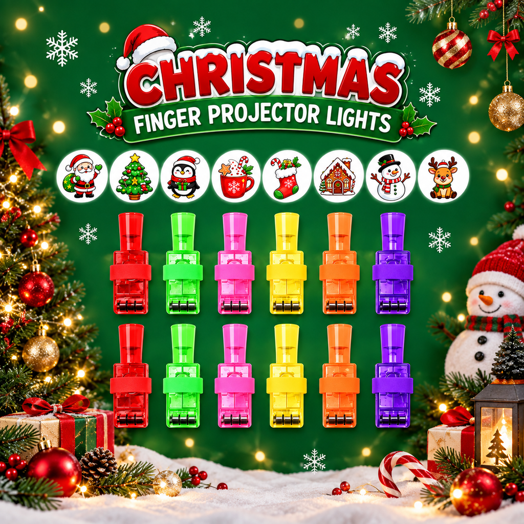 Halloween Finger Projector Lights – 12PCS Colorful LED Projection Toys