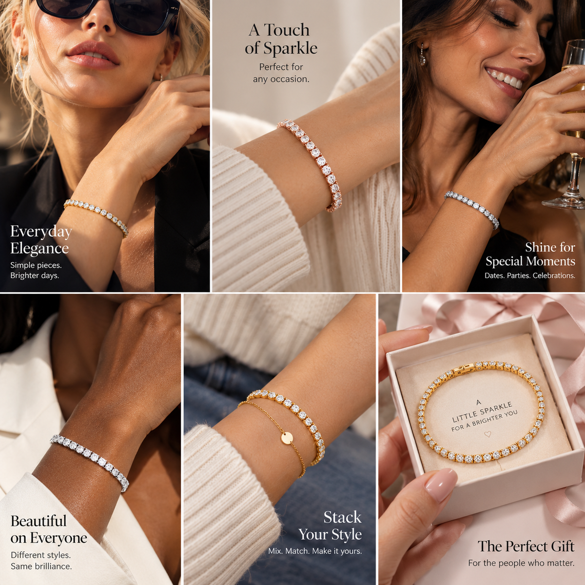 Classic Sparkle Tennis Bracelet – 17 cm