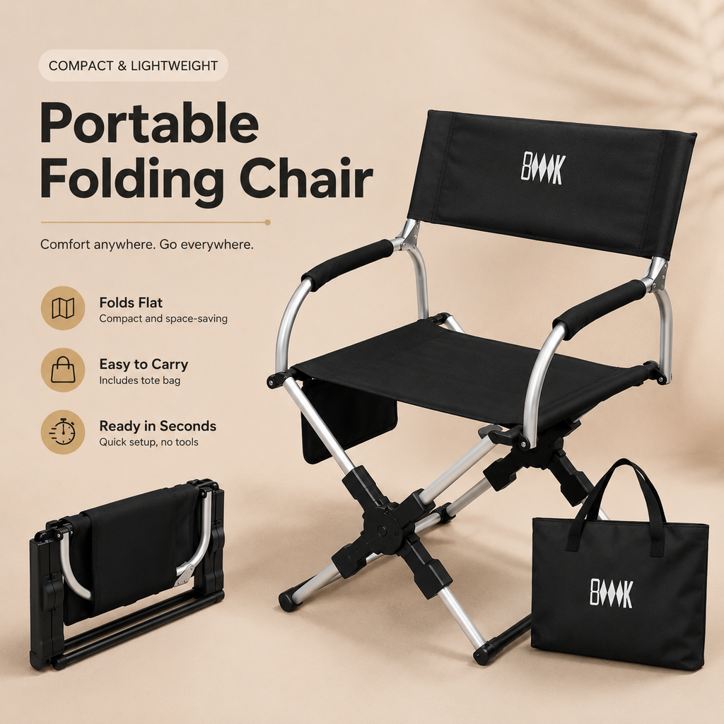 Portable Aluminum Alloy Folding Camping Chair – Lightweight Outdoor Chair for Camping, Fishing, Hiking & Picnics