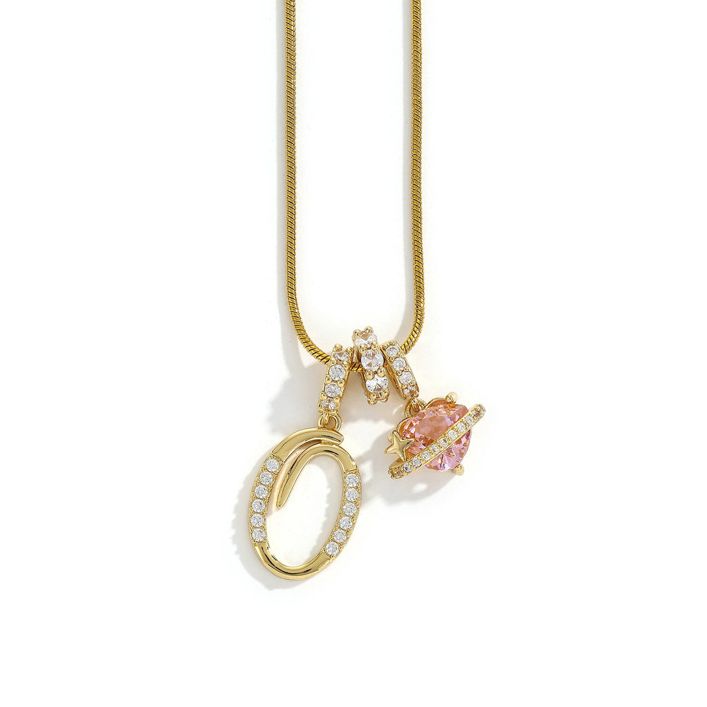 Personalized Initial Charm Necklace with Cubic Zirconia – Gold & Silver