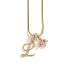 Personalized Initial Charm Necklace with Cubic Zirconia – Gold & Silver