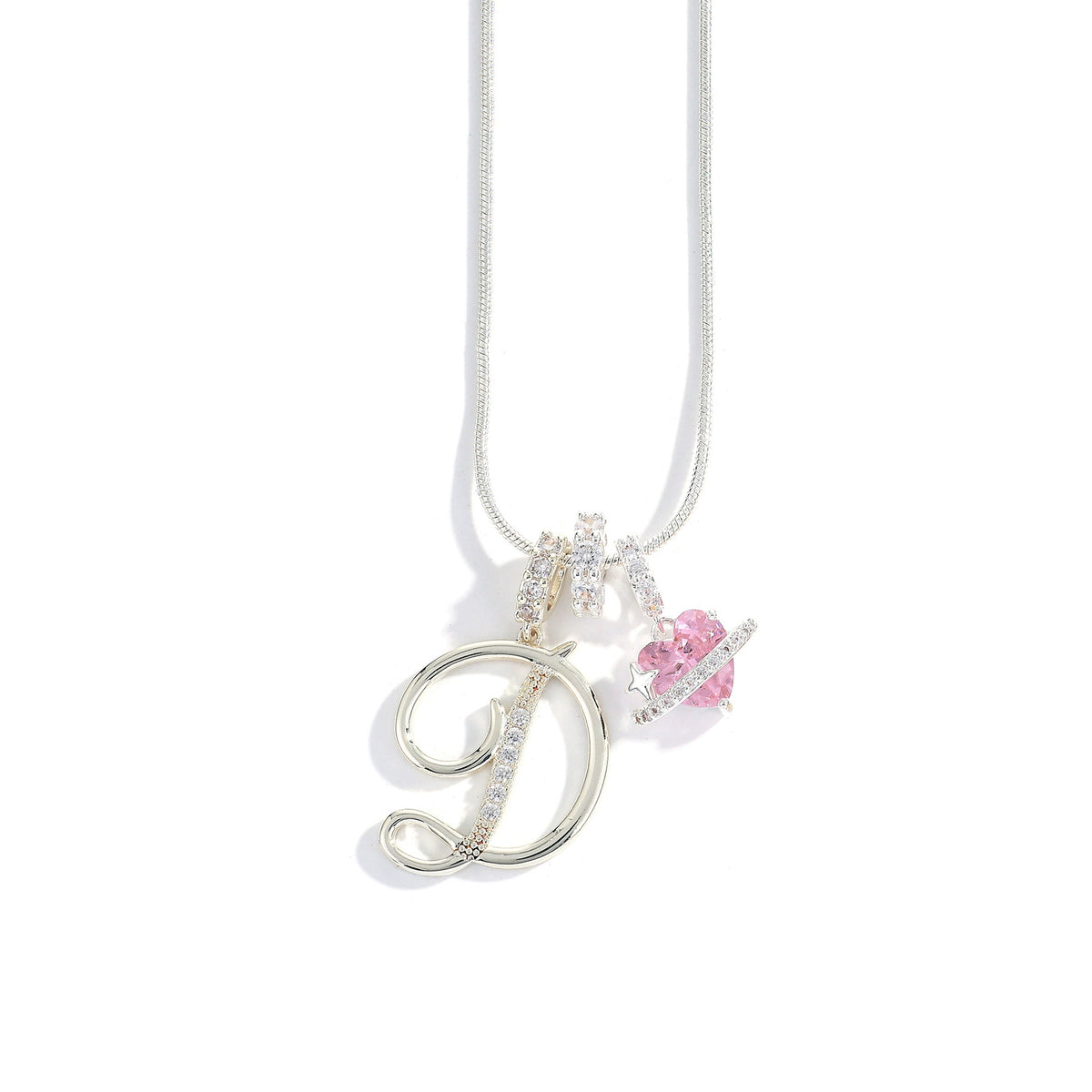 Personalized Initial Charm Necklace with Cubic Zirconia – Gold & Silver