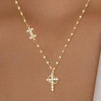 Initial Charm Necklace with CZ Cross Pendant