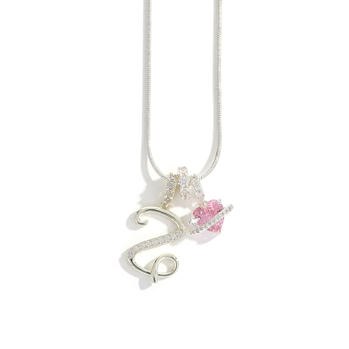 Personalized Initial Charm Necklace with Cubic Zirconia – Gold & Silver