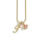Personalized Initial Charm Necklace with Cubic Zirconia – Gold & Silver