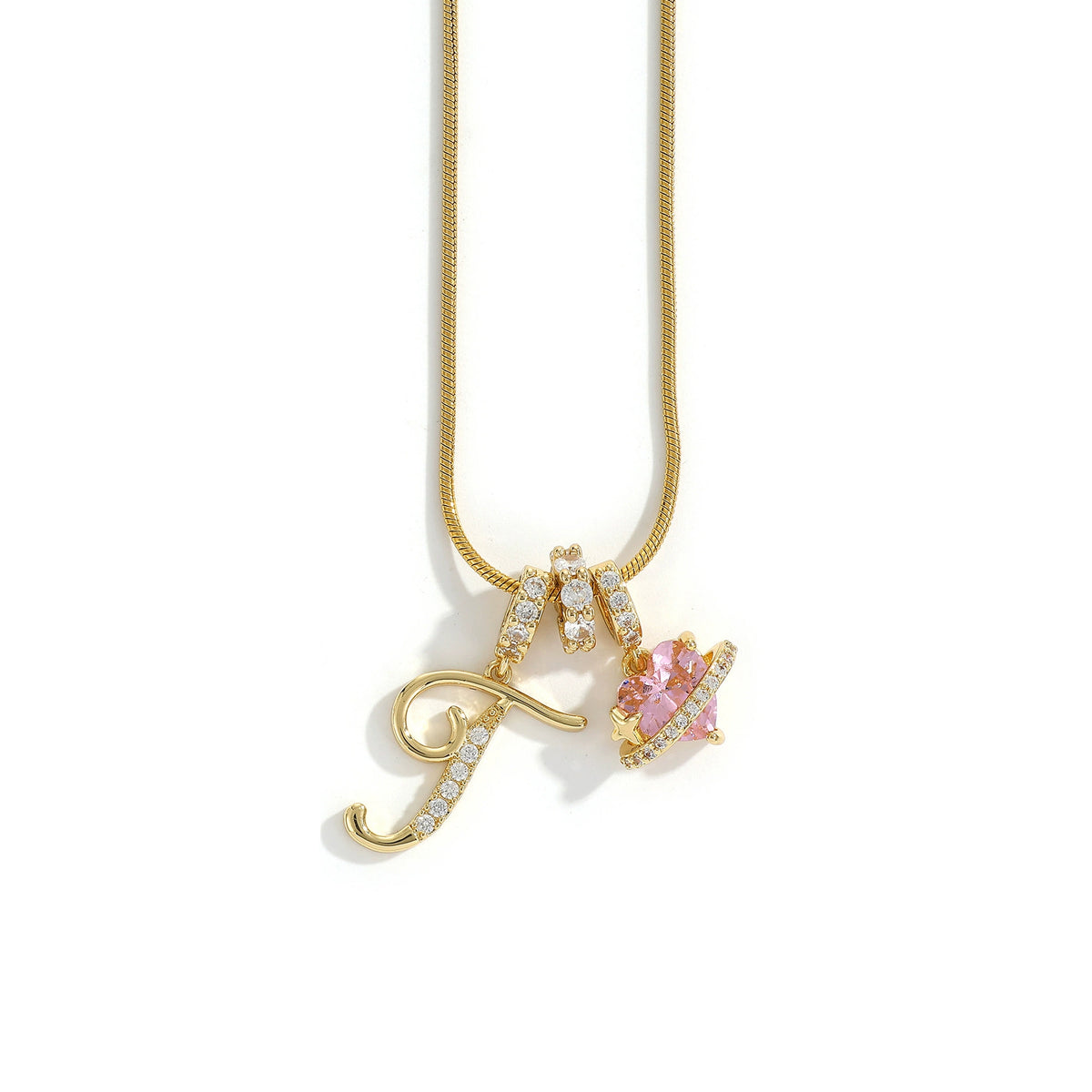 Personalized Initial Charm Necklace with Cubic Zirconia – Gold & Silver
