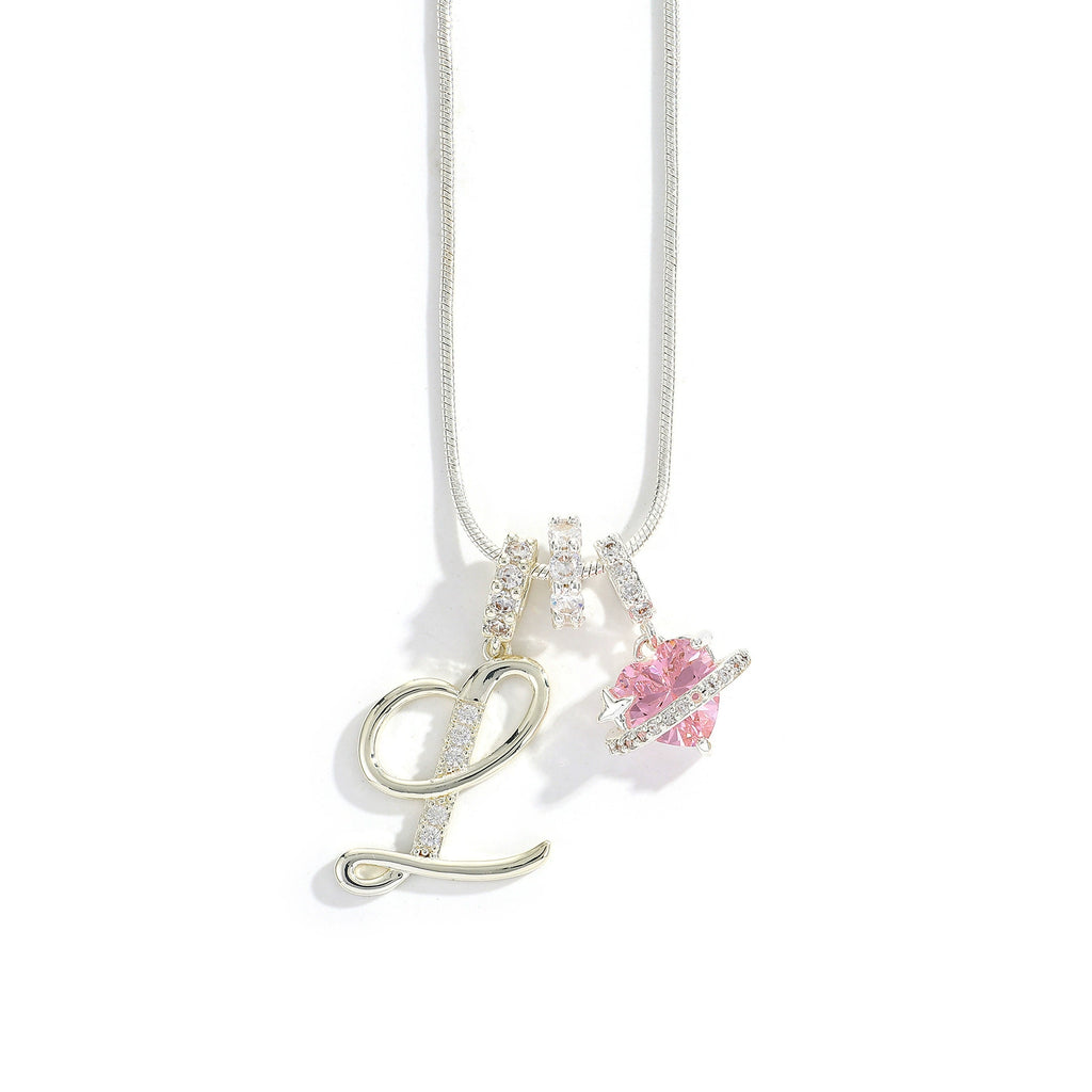 Personalized Initial Charm Necklace with Cubic Zirconia – Gold & Silver