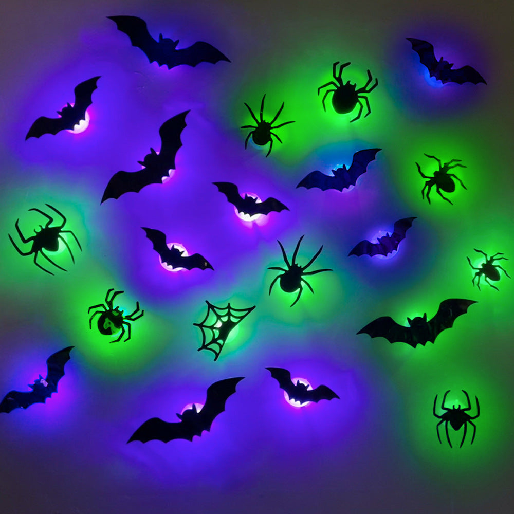 3D Halloween Spider & Bat LED Wall Decorations