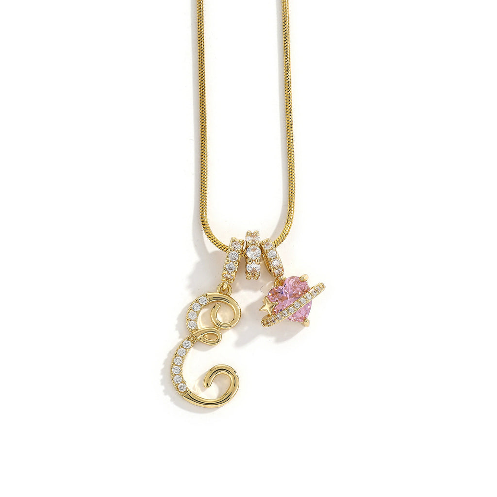 Personalized Initial Charm Necklace with Cubic Zirconia – Gold & Silver