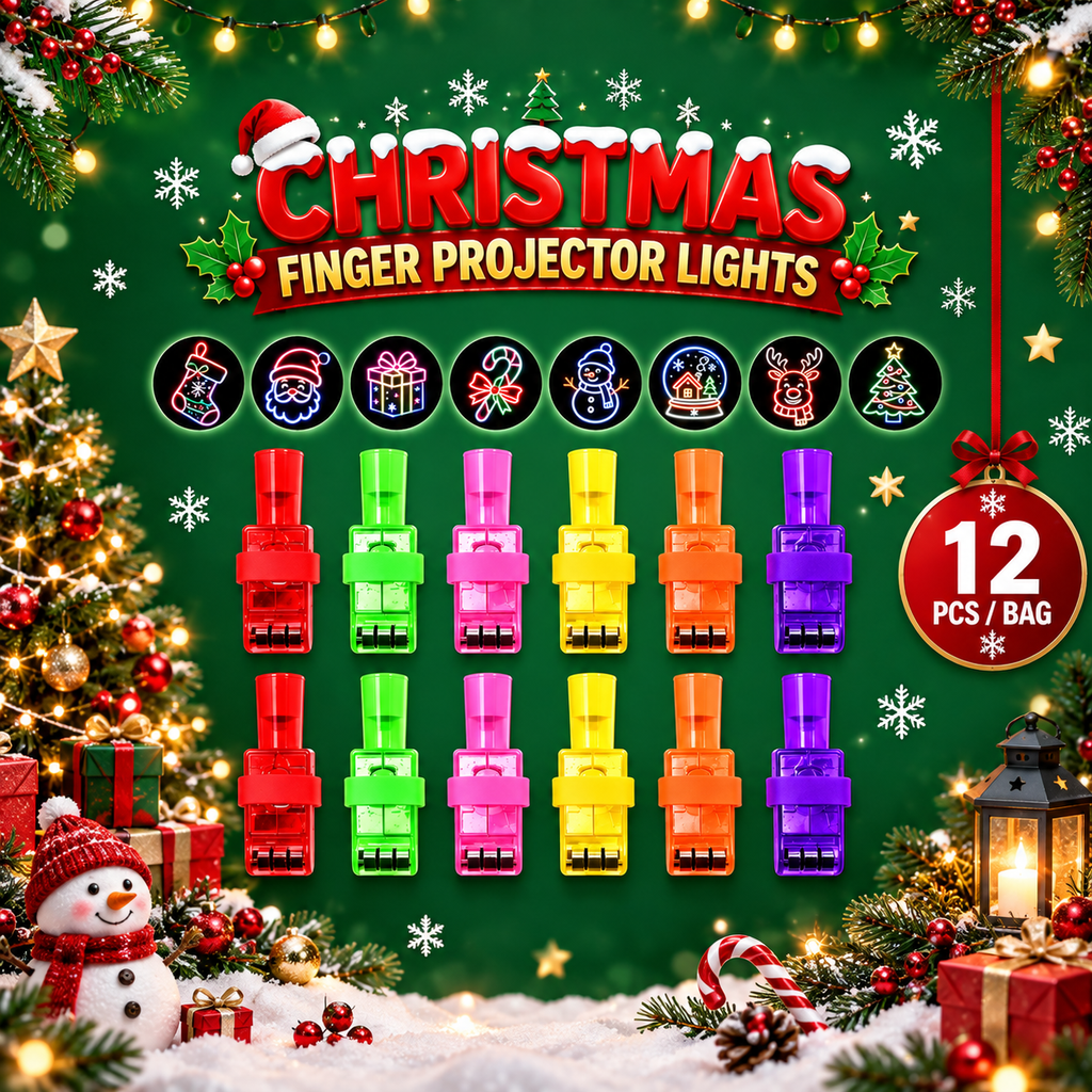 Halloween Finger Projector Lights – 12PCS Colorful LED Projection Toys