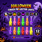 Halloween Finger Projector Lights – 12PCS Colorful LED Projection Toys